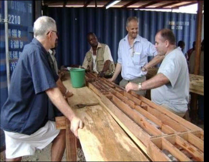 AAR management (David Netherway, John Gray and Mark Biddurph) reviewing core in Bature-Cameroon -2009
